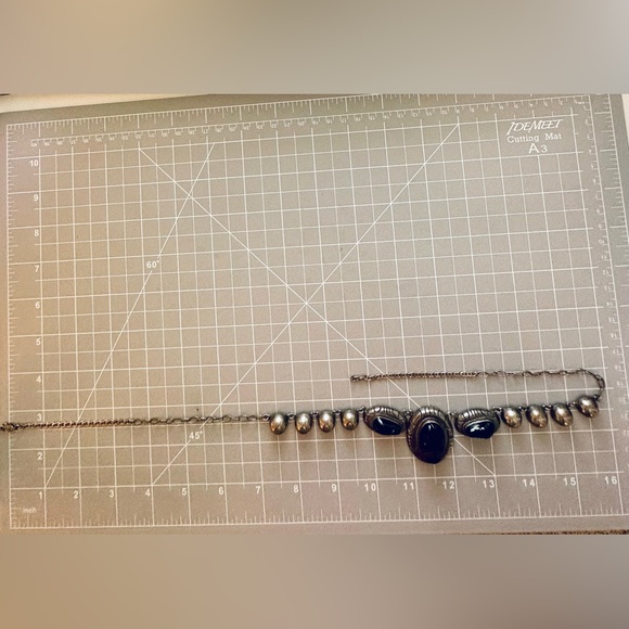 🔥 Vintage Tribal Aztec Mask Black Obsidian Silver Necklace - Picture 15 of 17